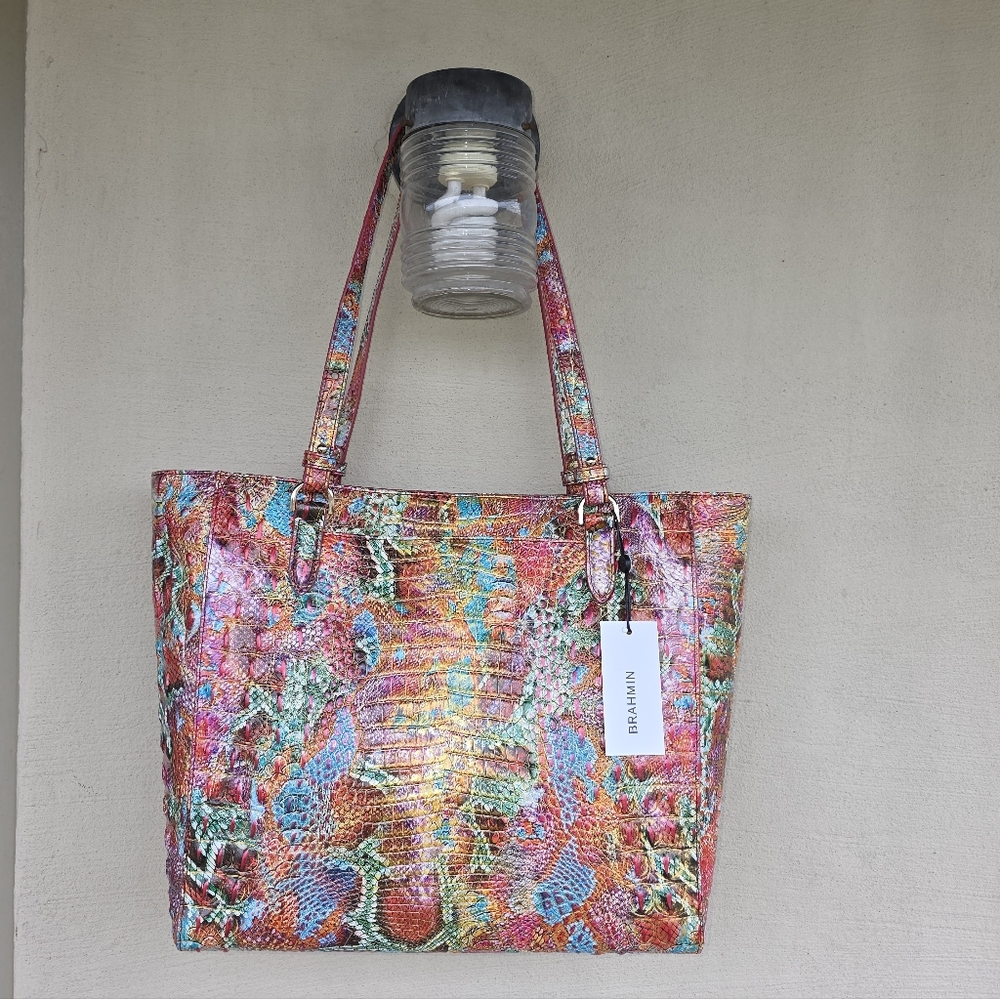 NWT BRAHMIN APRIL RESERVOIR MELBOURNE CROC EMBOSSED LEATHER TOTE BAG - Picture 16 of 16